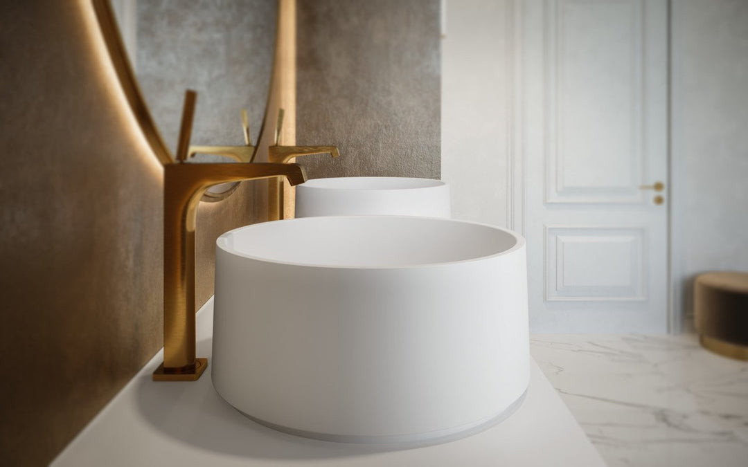 small white vessel sink