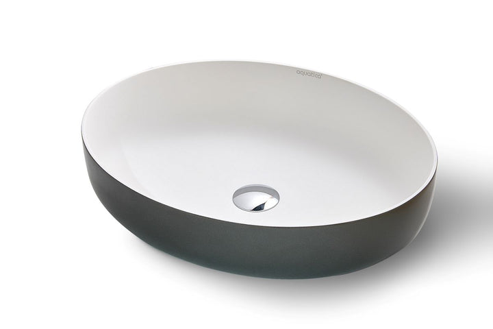 Aurora Gunmetal-White Oval Stone Vessel Sink