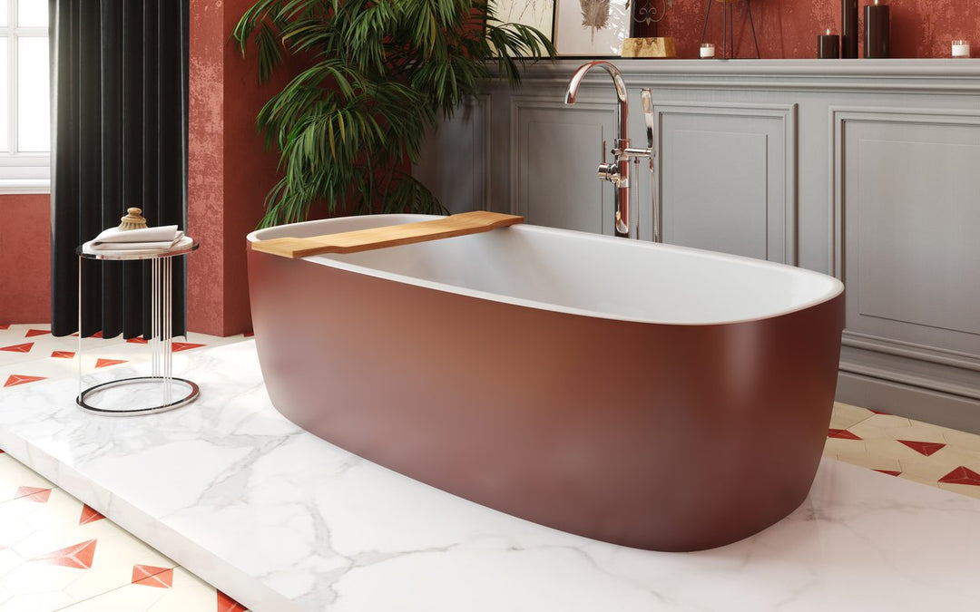 Aquatica Coletta Oxide Red-White Freestanding Bathtub