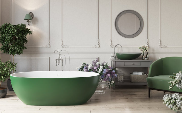 Aquatica Corelia Moss Green-White Stone Bathtub