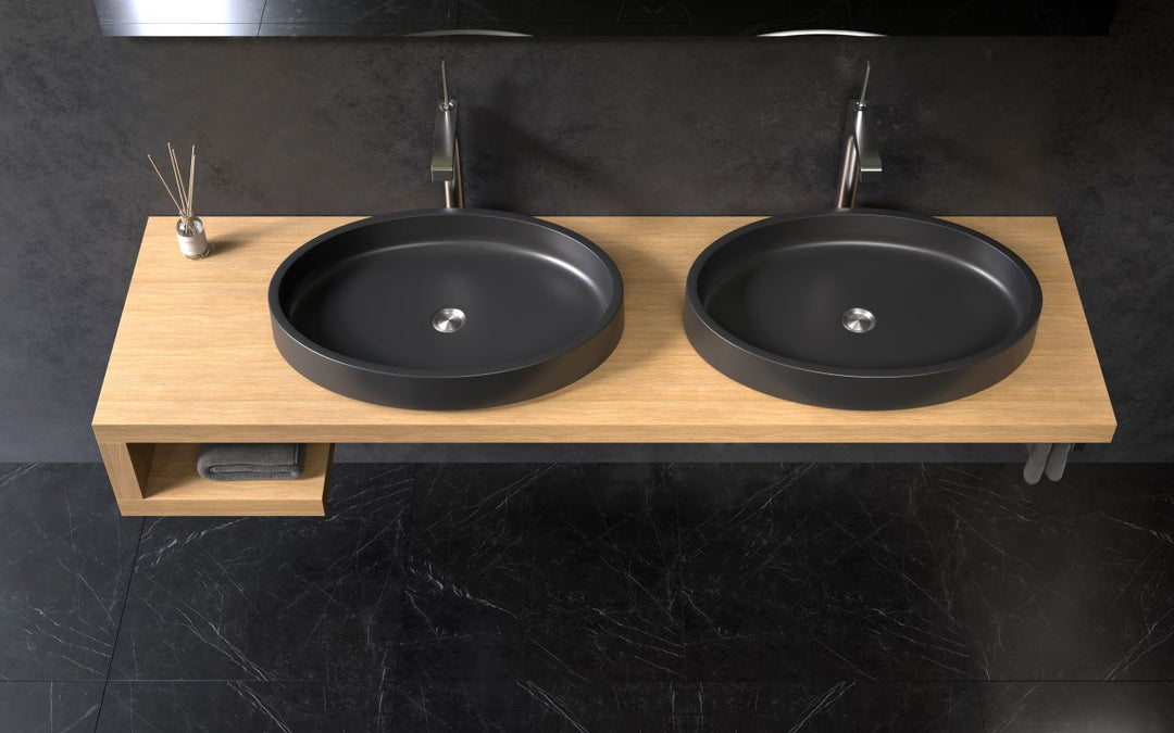 Solace Black Oval Stone Vessel Sink