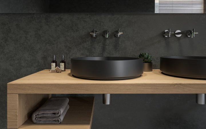 Solace-A Black Round Stone Vessel Sink