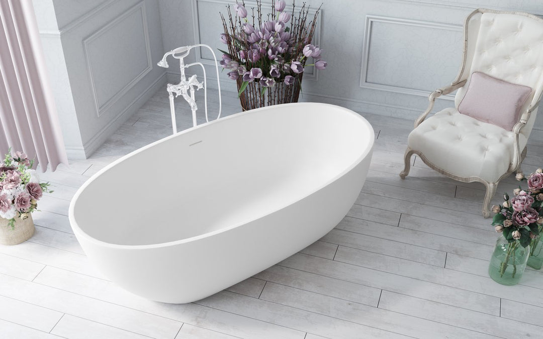 Aquatica Corelia-White Freestanding Solid Surface Bathtub