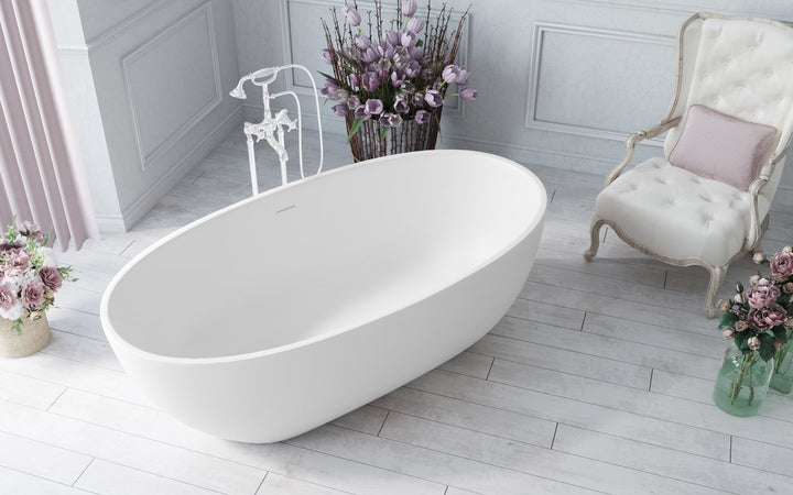Aquatica Corelia-White Freestanding Solid Surface Bathtub
