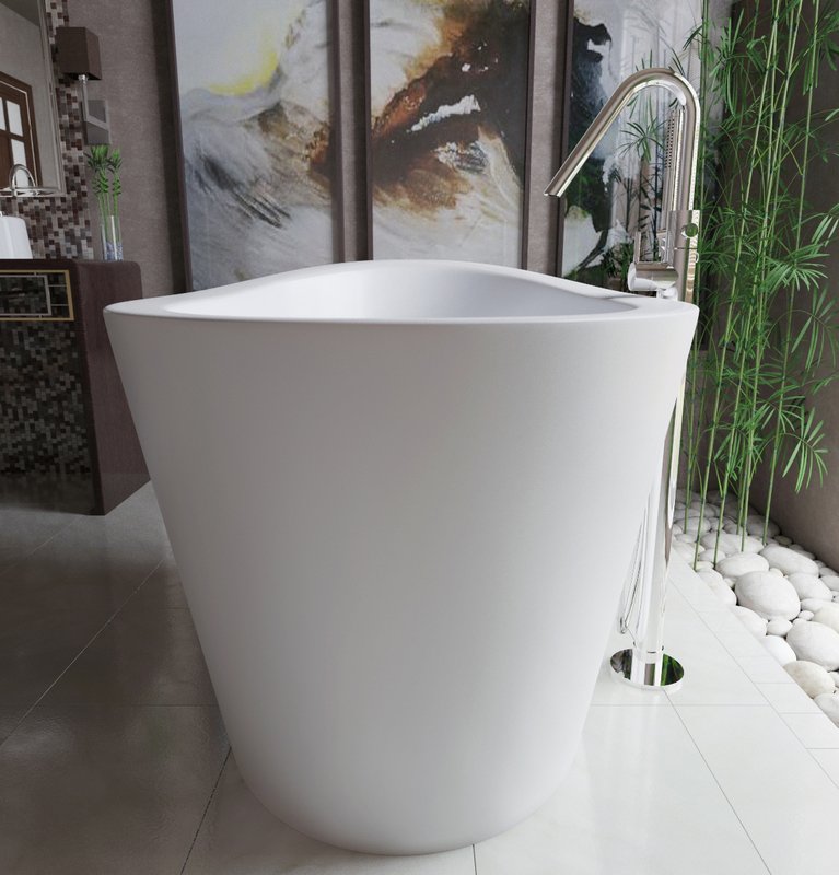 True Ofuro-Wht Freestanding Solid Surface Bathtub