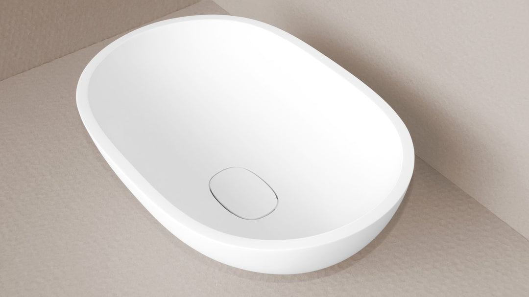 Karolina 2 White Oval Stone Vessel Sink