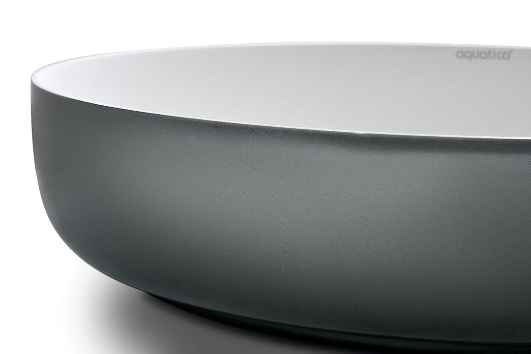 Aurora Gunmetal-White Oval Stone Vessel Sink