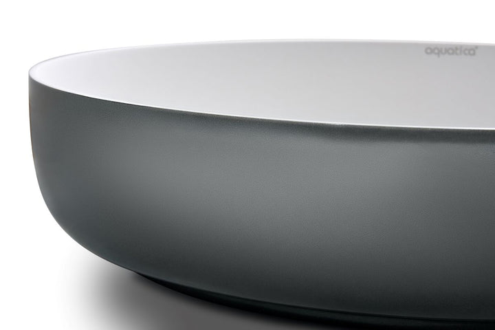 Aurora Gunmetal-White Oval Stone Vessel Sink