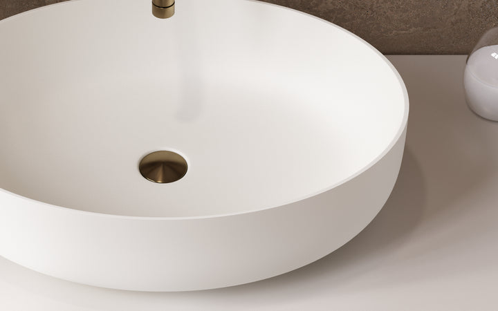 Aurora White Oval Stone Vessel Sink