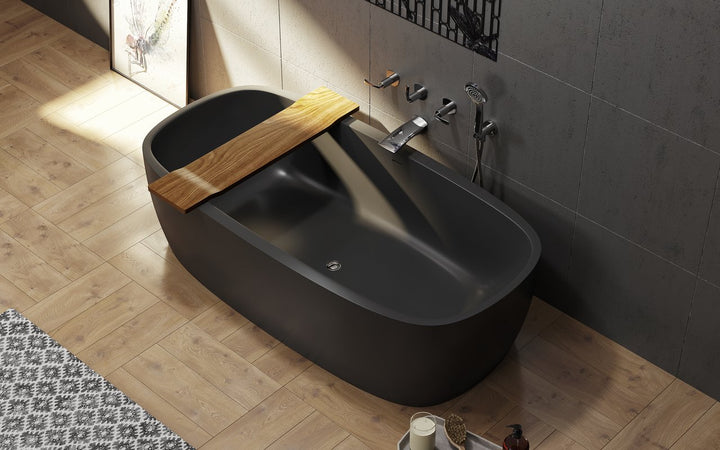 Aquatica Coletta Graphite Black Freestanding Solid Surface Bathtub