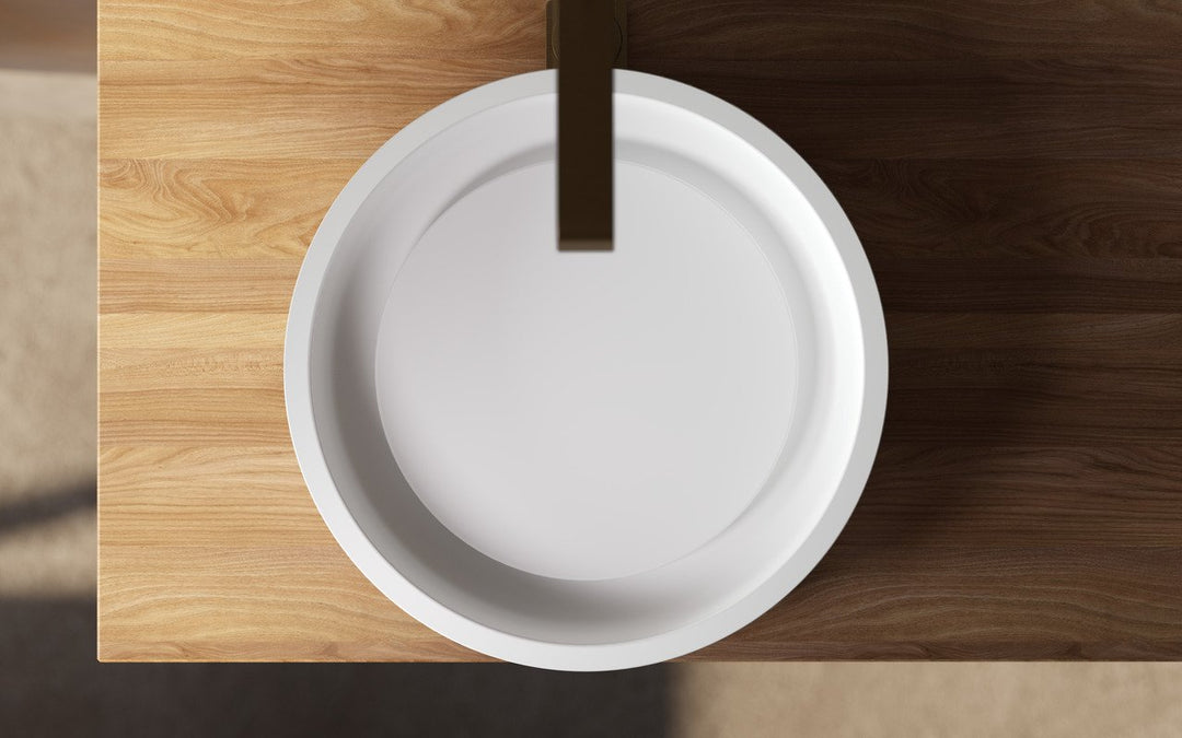 Solace-A Plus White Round Stone Vessel Sink