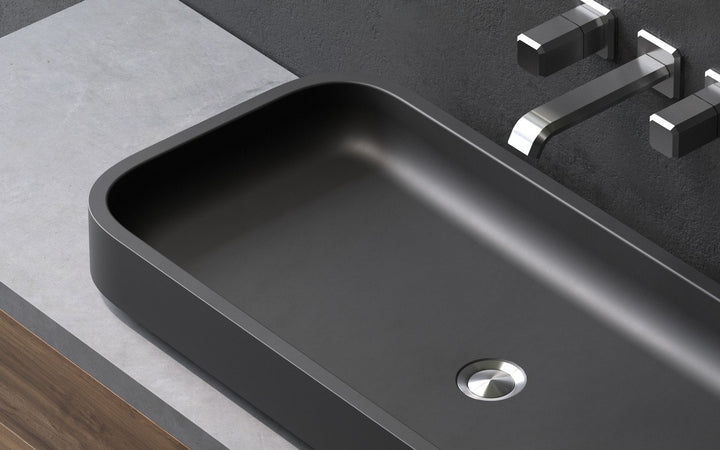 Solace-B Black Rectangular Stone Vessel Sink