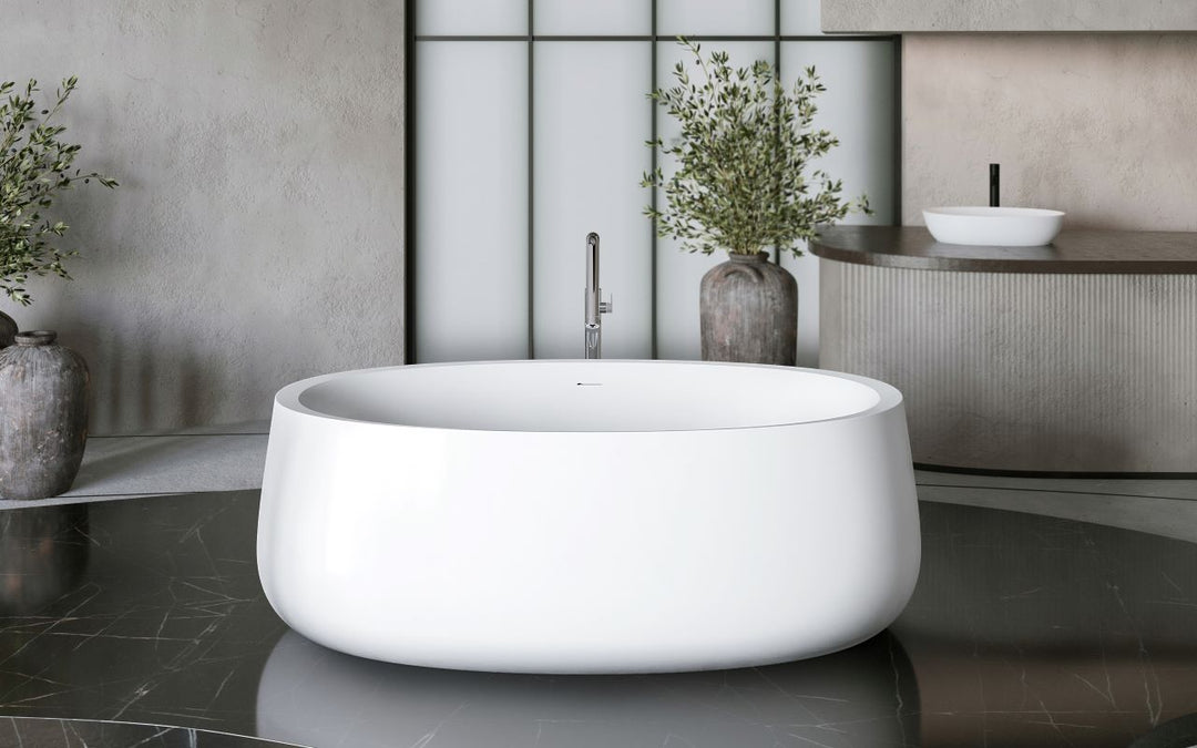 Leah Wht Freestanding Solid Surface Bathtub