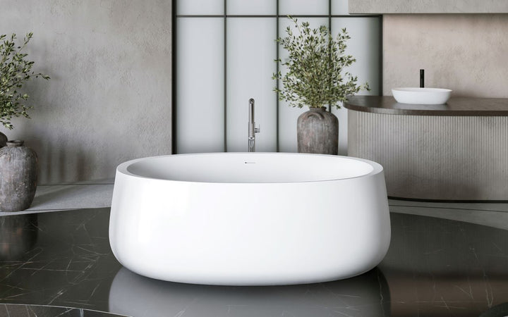 Leah Wht Freestanding Solid Surface Bathtub