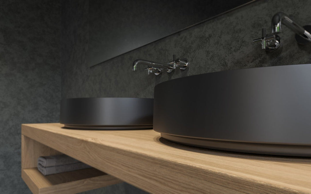 Solace-A Black Round Stone Vessel Sink