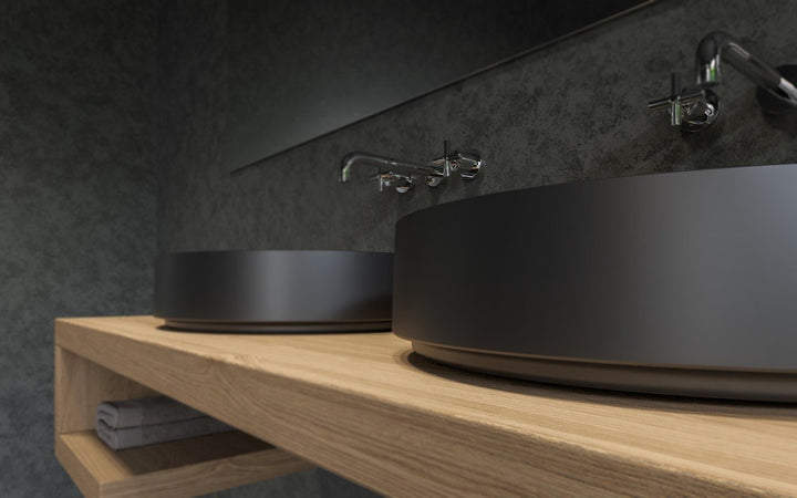Solace-A Black Round Stone Vessel Sink