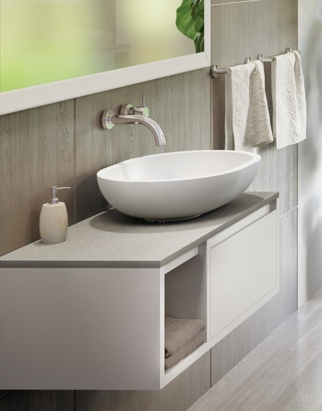 Karolina 2 White Oval Stone Vessel Sink