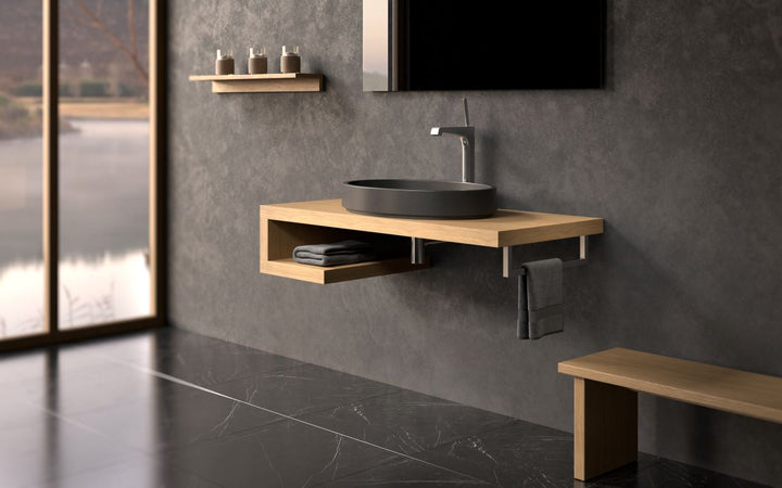 Solace Black Oval Stone Vessel Sink