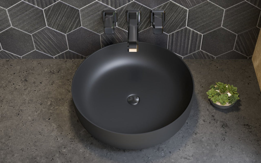 Aurora Black Round Stone Vessel Sink