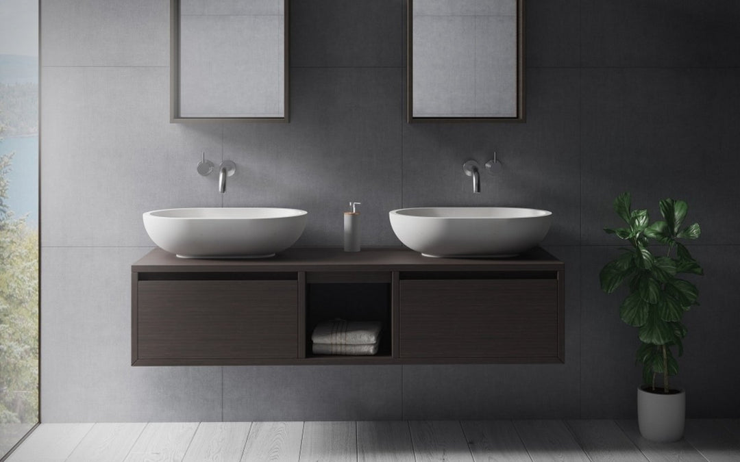 Karolina 2 White Oval Stone Vessel Sink