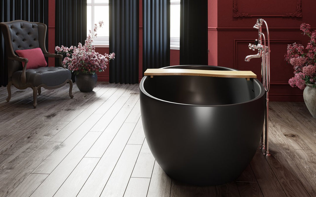 Aquatica Corelia-Black Freestanding Solid Surface Bathtub