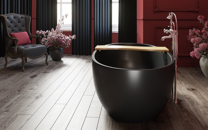 Aquatica Corelia-Black Freestanding Solid Surface Bathtub