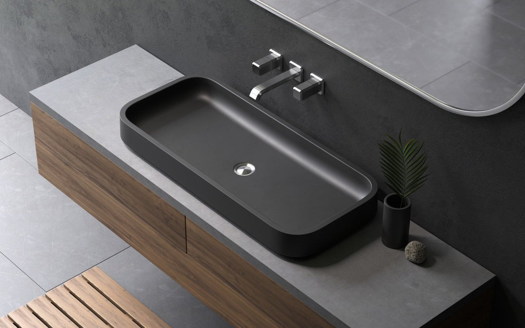 Solace-B Black Rectangular Stone Vessel Sink