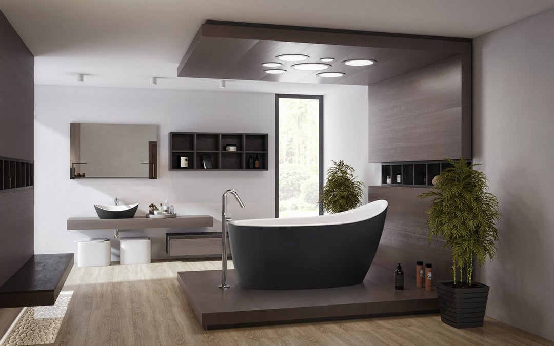Emmanuelle 2 Blck-Wht Freestanding AquateX Bathtub