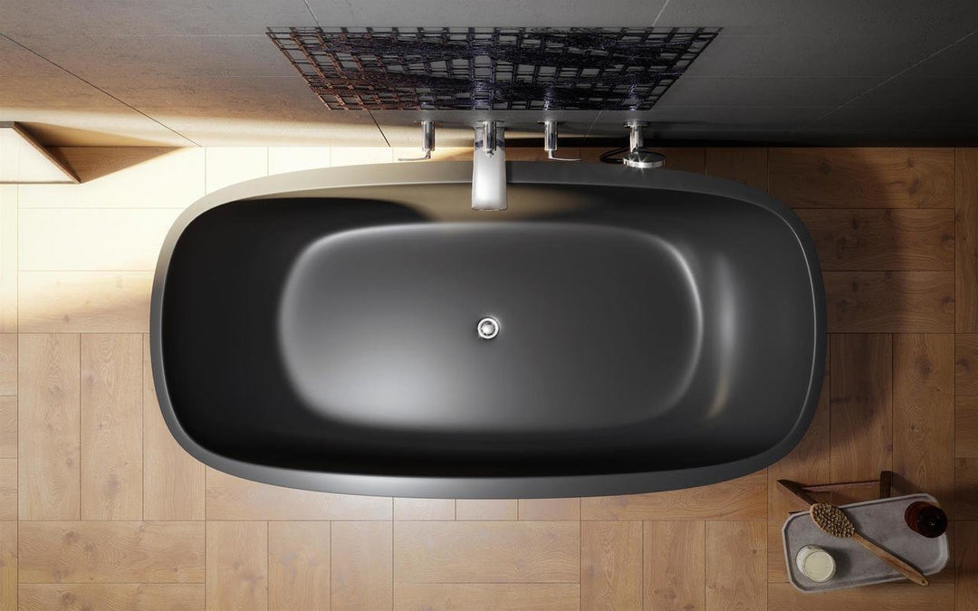 Aquatica Coletta Graphite Black Freestanding Solid Surface Bathtub