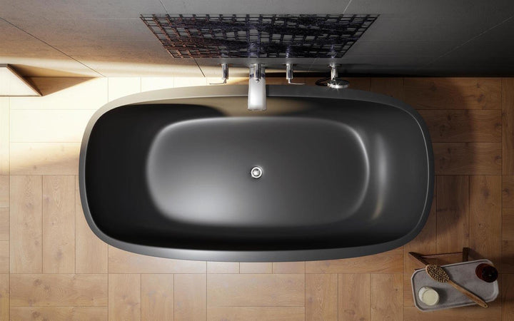 Aquatica Coletta Graphite Black Freestanding Solid Surface Bathtub