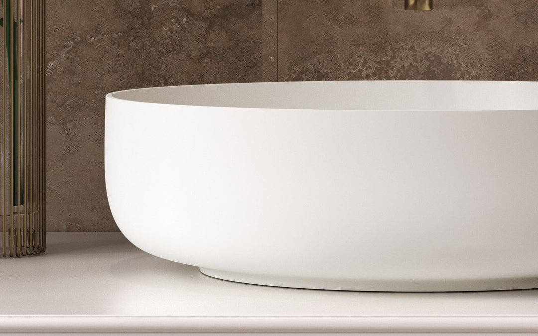 Aurora White Oval Stone Vessel Sink