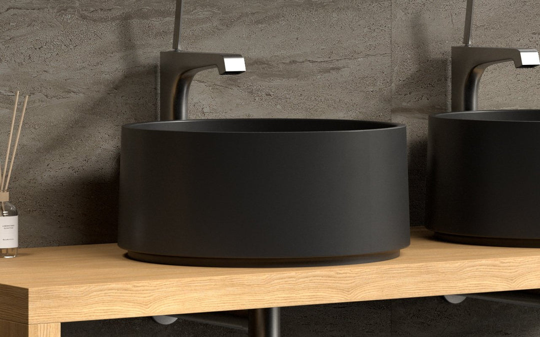 Solace-B Black Round Stone Vessel Sink