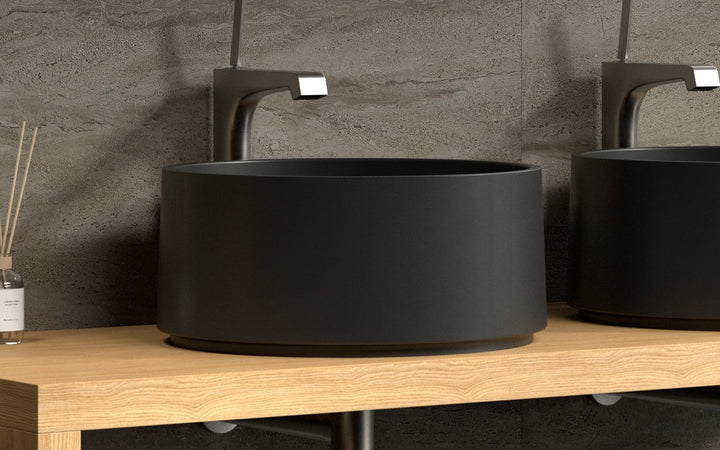 Solace-B Black Round Stone Vessel Sink