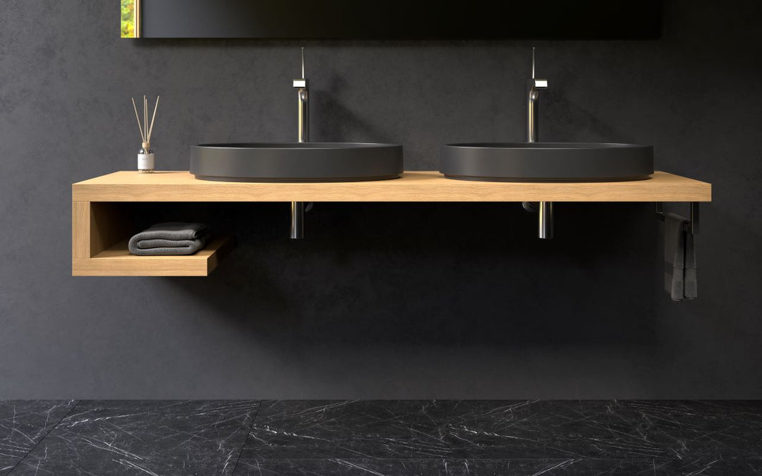 Solace Black Oval Stone Vessel Sink