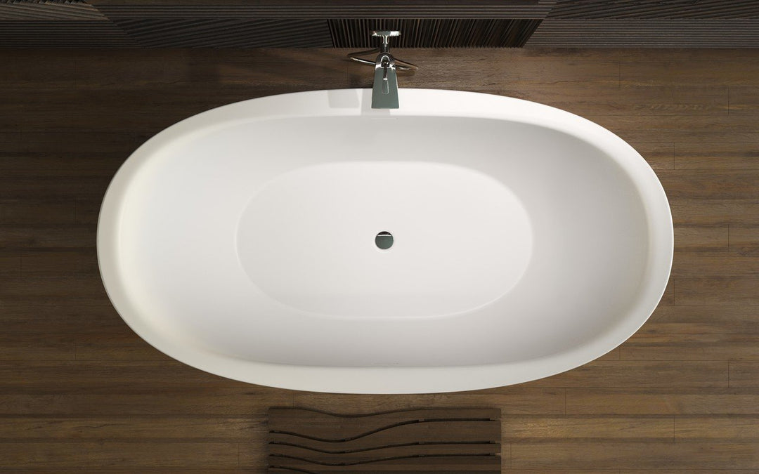 Lillian Blck-Wht Freestanding Stone Bathtub