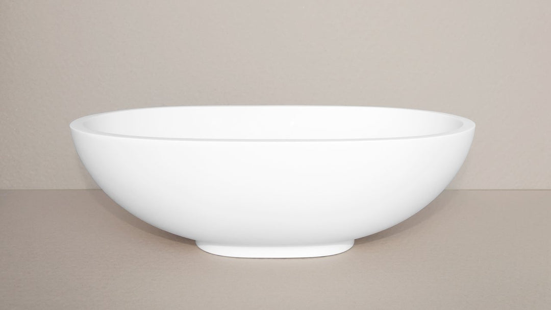 Karolina 2 White Oval Stone Vessel Sink