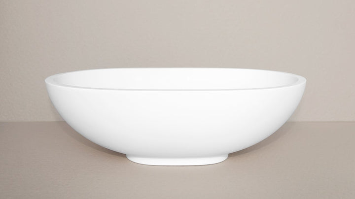 Karolina 2 White Oval Stone Vessel Sink