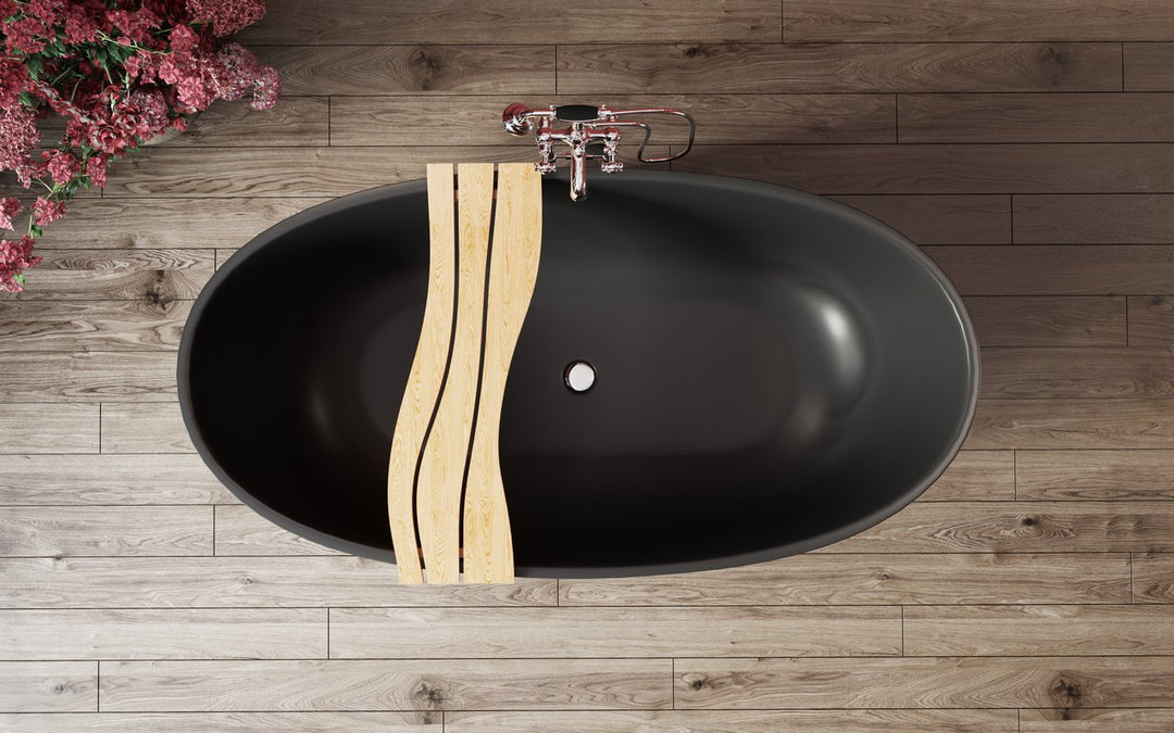 Aquatica Corelia-Black Freestanding Solid Surface Bathtub