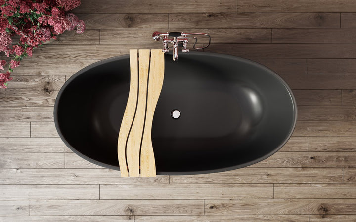 Aquatica Corelia-Black Freestanding Solid Surface Bathtub