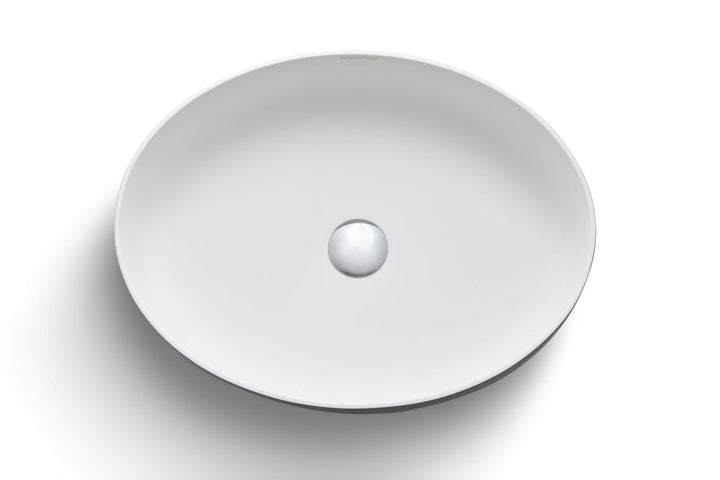 Aurora Gunmetal-White Oval Stone Vessel Sink