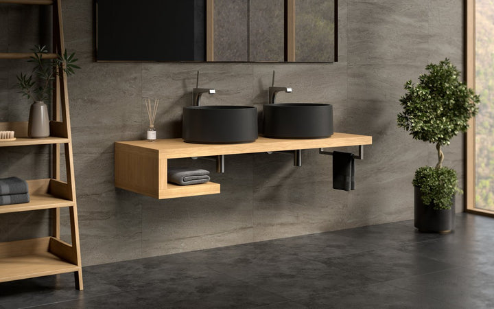 Solace-B Black Round Stone Vessel Sink