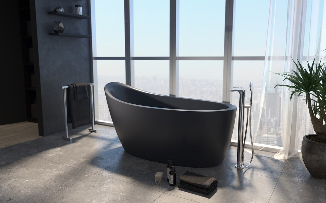 Emmanuelle 2 Black Freestanding AquateX Bathtub