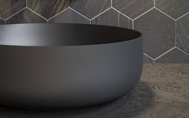 Aurora Black Round Stone Vessel Sink