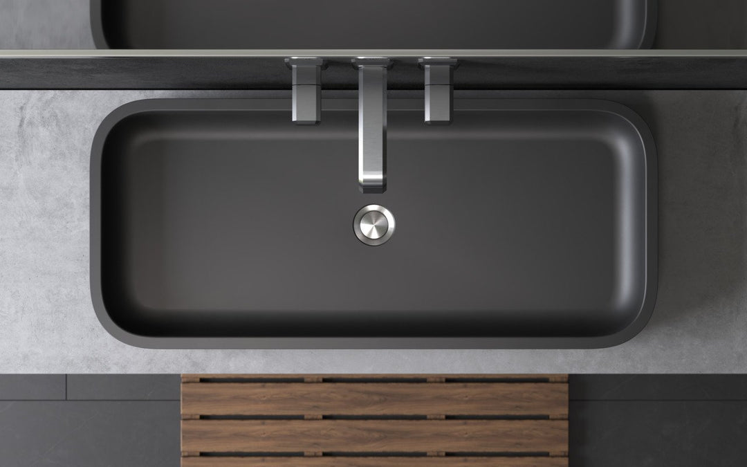 Solace-B Black Rectangular Stone Vessel Sink