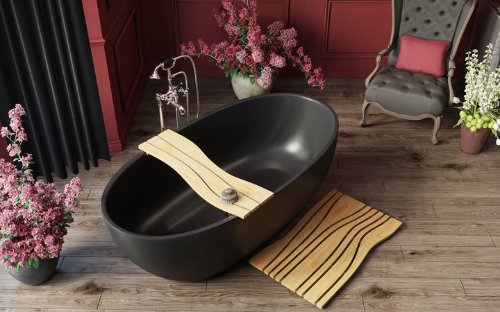 Aquatica Corelia-Black Freestanding Solid Surface Bathtub