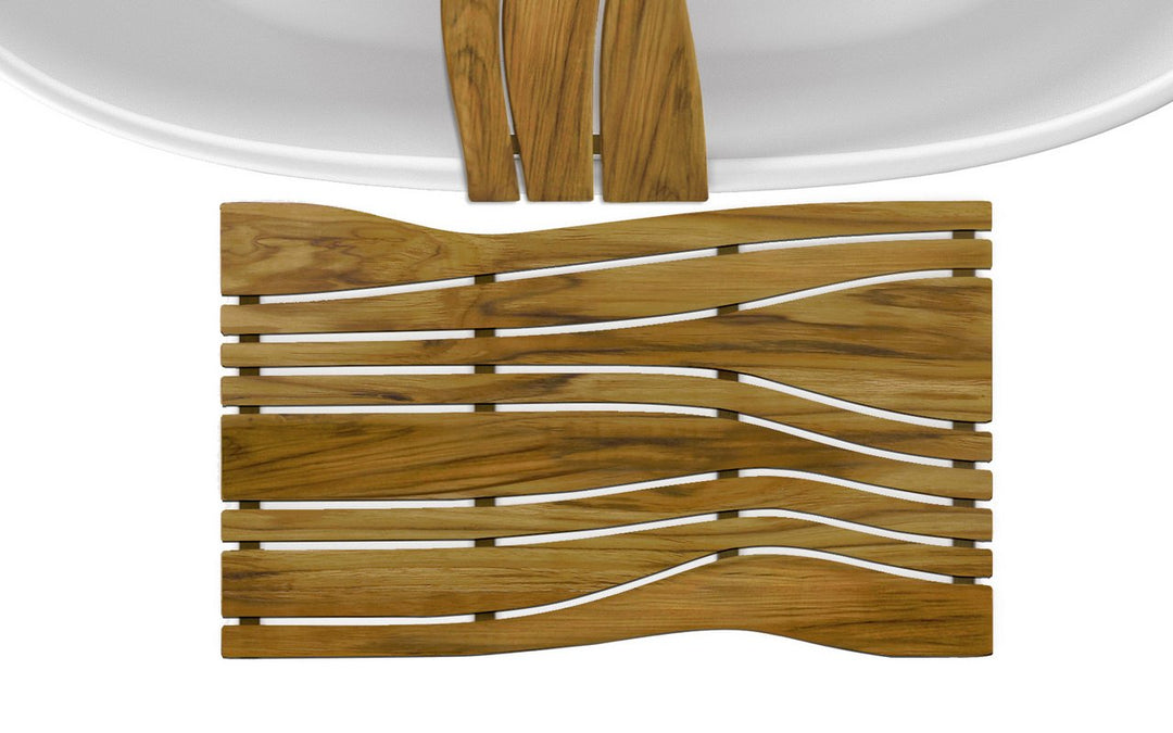 Onde Waterproof Teak Floor Mat