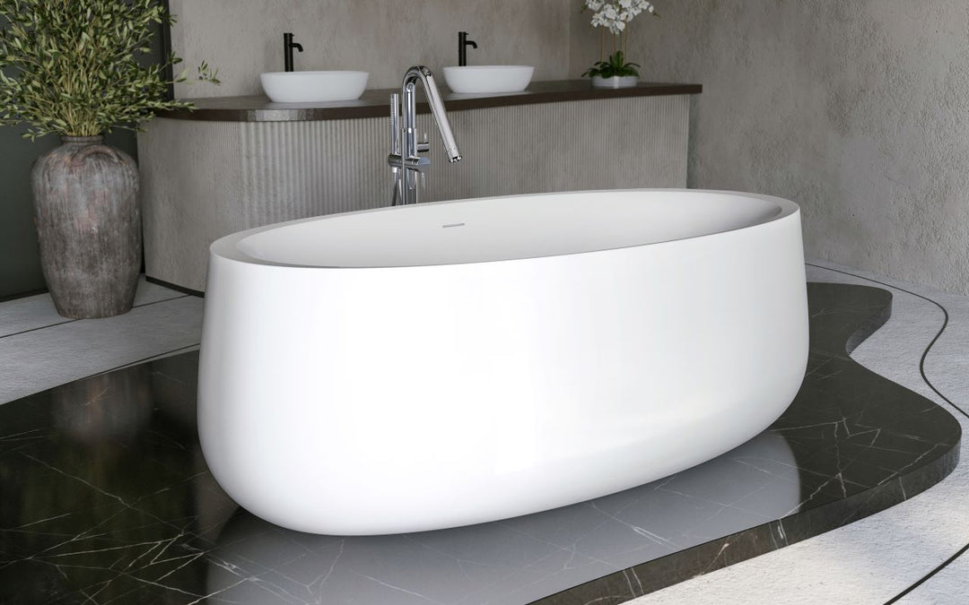 Leah Wht Freestanding Solid Surface Bathtub