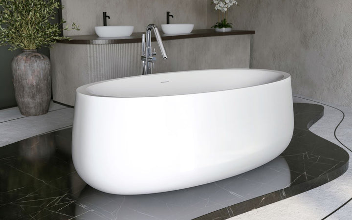 Leah Wht Freestanding Solid Surface Bathtub