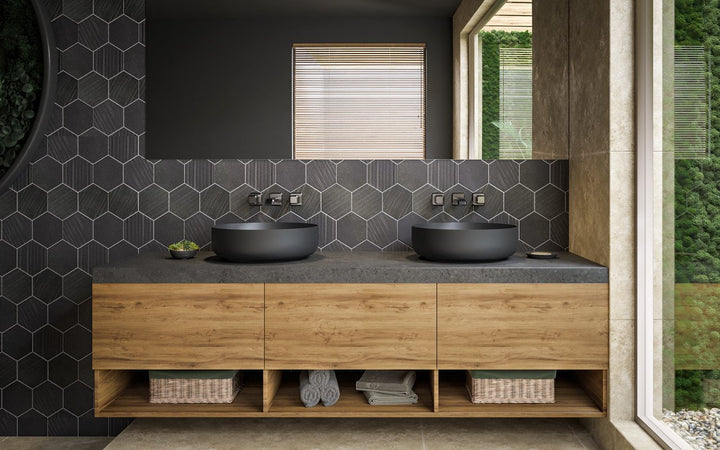 Aurora Black Round Stone Vessel Sink