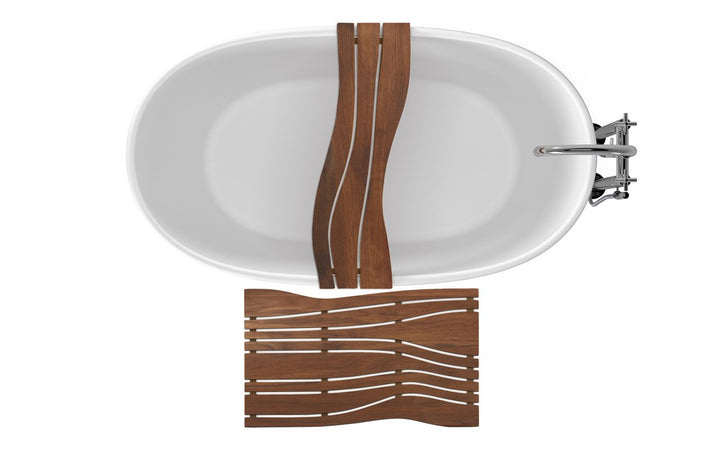 Onde-S Waterproof Iroko Wood Bathtub Tray